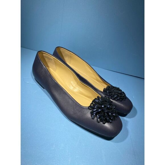 Talbots Women's Ballet Flats Blue Leather Size 10,5 New - Picture 1 of 6